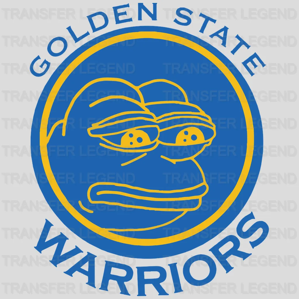 Golden State Warriors Circular Mascot Line Art Emblem NBA Design - DTF Heat Transfer