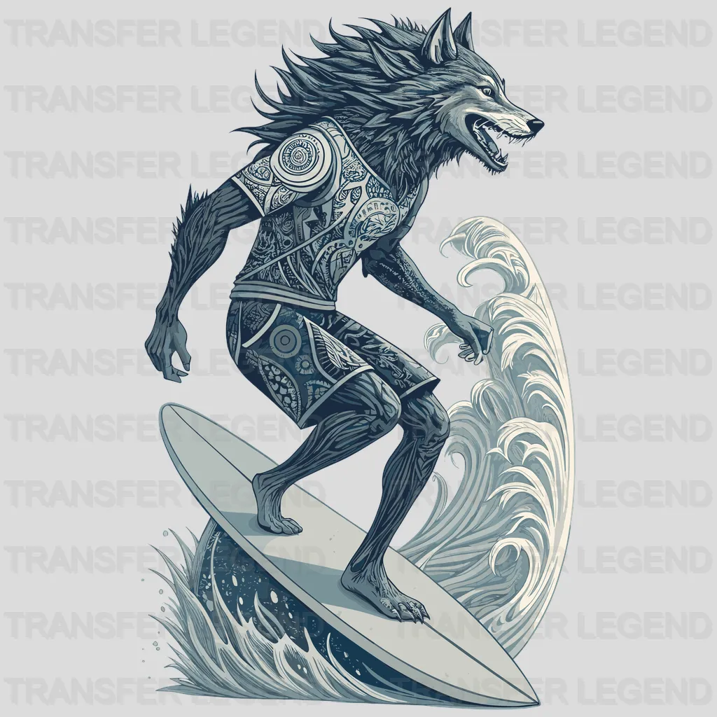 Wolf Surfer Surfing Design - DTF Heat Transfers - transferlegend