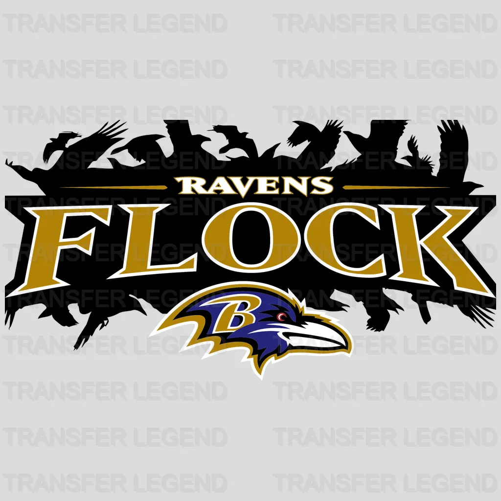 Baltimore Ravens Stylized Bird Head & Heart Logo NFL Design - DTF Heat Transfer