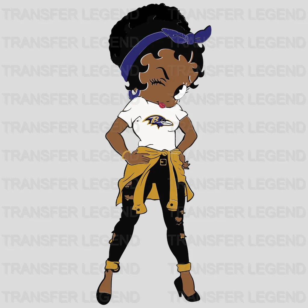 Baltimore Ravens Fan Couple Cartoon NFL Design - DTF Heat Transfer