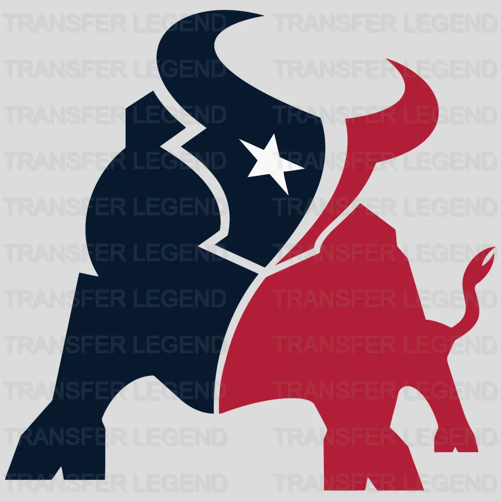 Houston Texans Texas & Bull Silhouette Logo NFL Design - DTF Heat Transfer