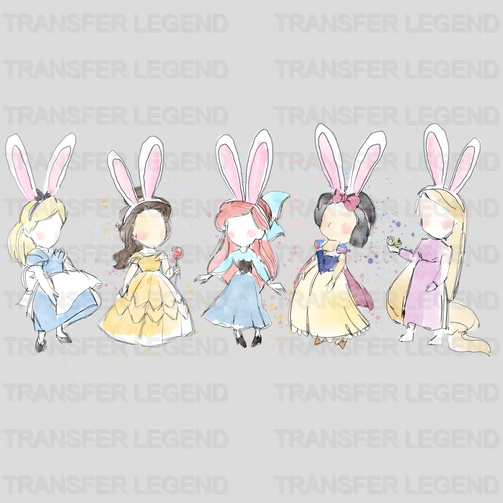 Cartoon Princesses Easter Design - DTF heat transfer - transferlegend