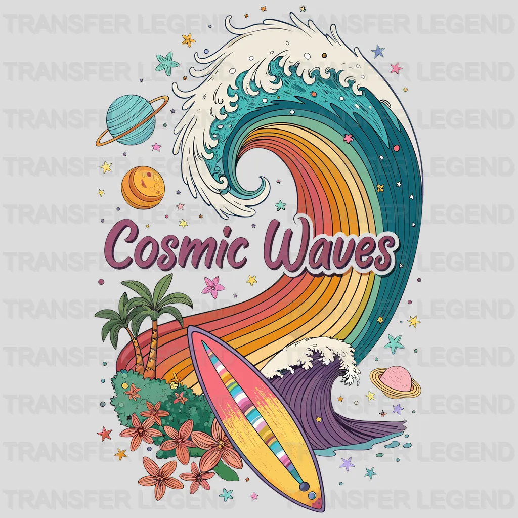 Cosmic Waves Surfing Design - DTF Heat Transfers - transferlegend