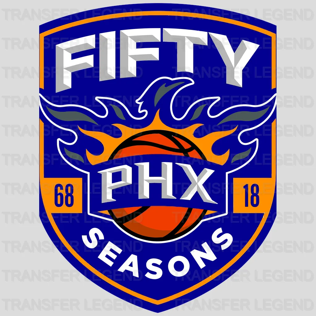 Phoenix Suns Fifty Seasons Anniversary Shield with PHX NBA Design - DTF Heat Transfer