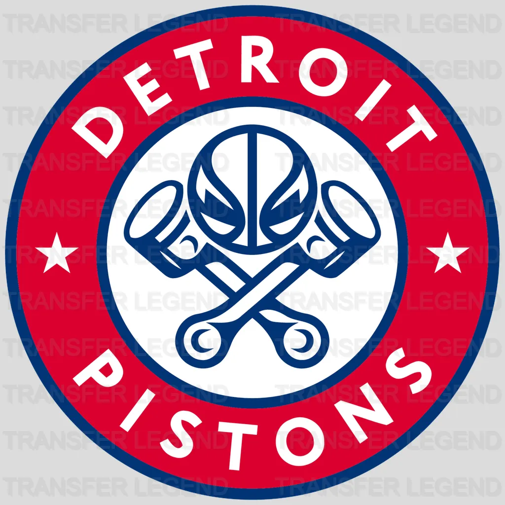 Detroit Pistons Crossed Engine Pistons Roundel NBA Design - DTF Heat Transfer
