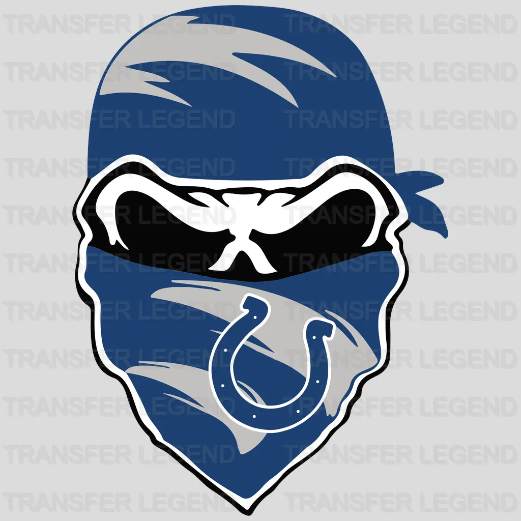 Indianapolis Colts Bandit‑Mask Face Logo NFL Design - DTF Heat Transfer