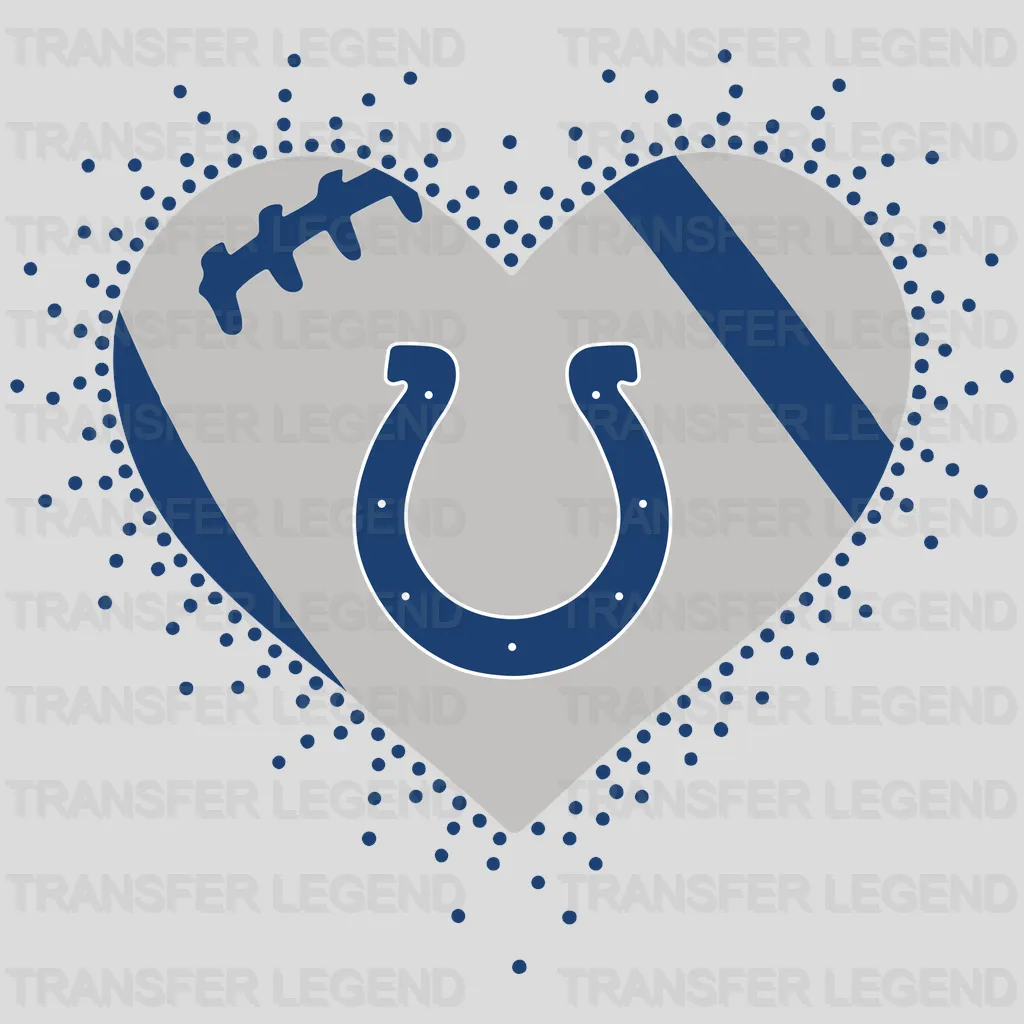 Indianapolis Colts Love My Colts Heart Logo NFL Design - DTF Heat Transfer