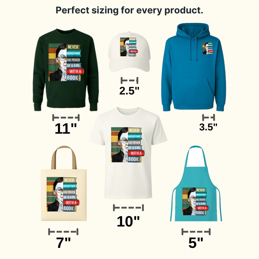 Never Underestimate The Power Of A Girl With A Book RBG Design - DTF heat transfer - transferlegend